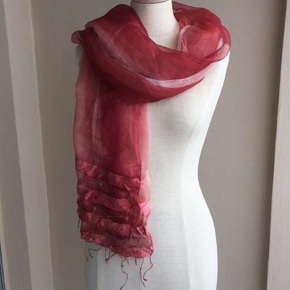 Sheer Pareo Sarong. Pink Red White NWOT - Picture 3 of 5